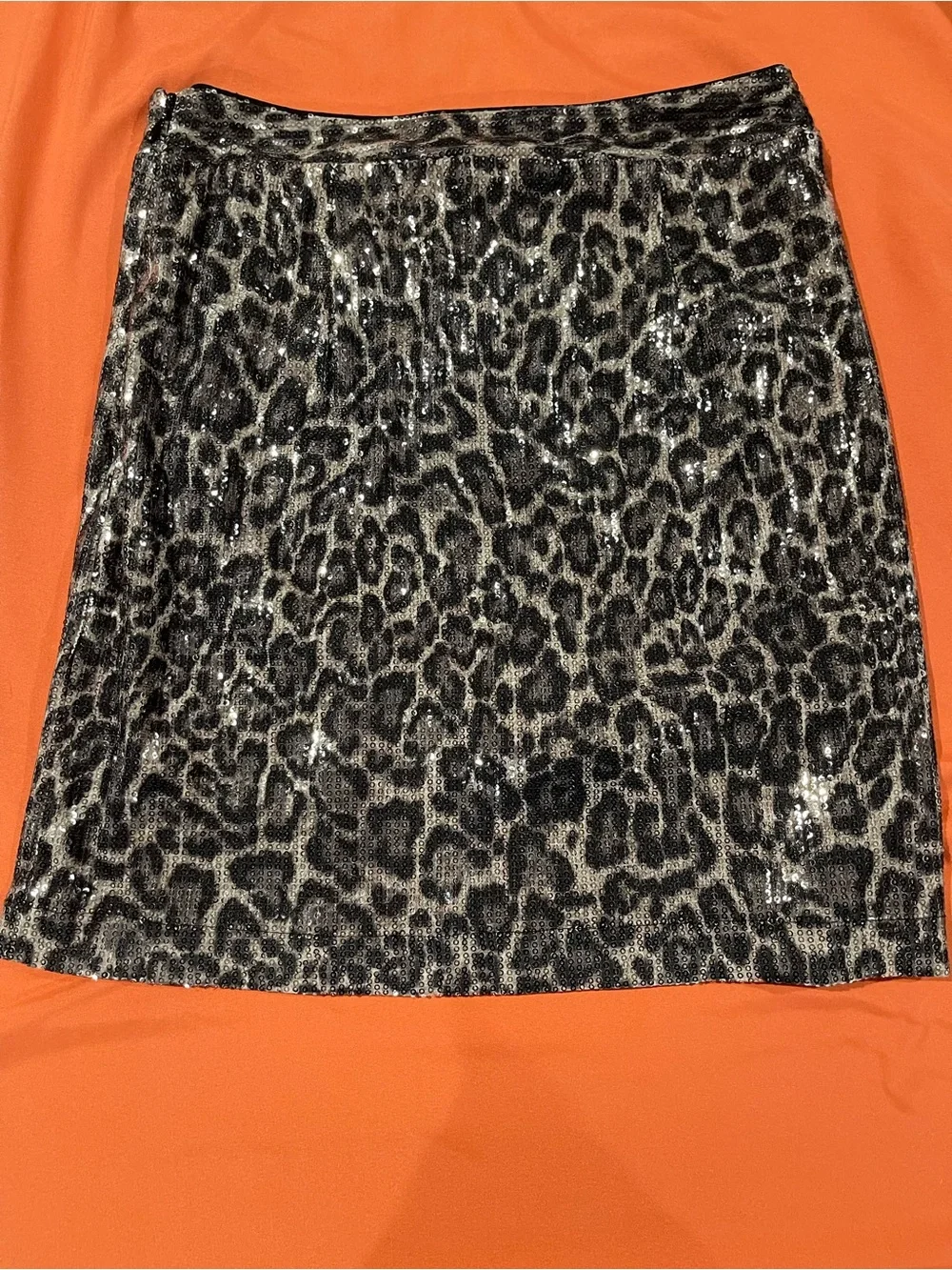 Michael Kors Silver and Black Sequin Leopard Mini Skirt